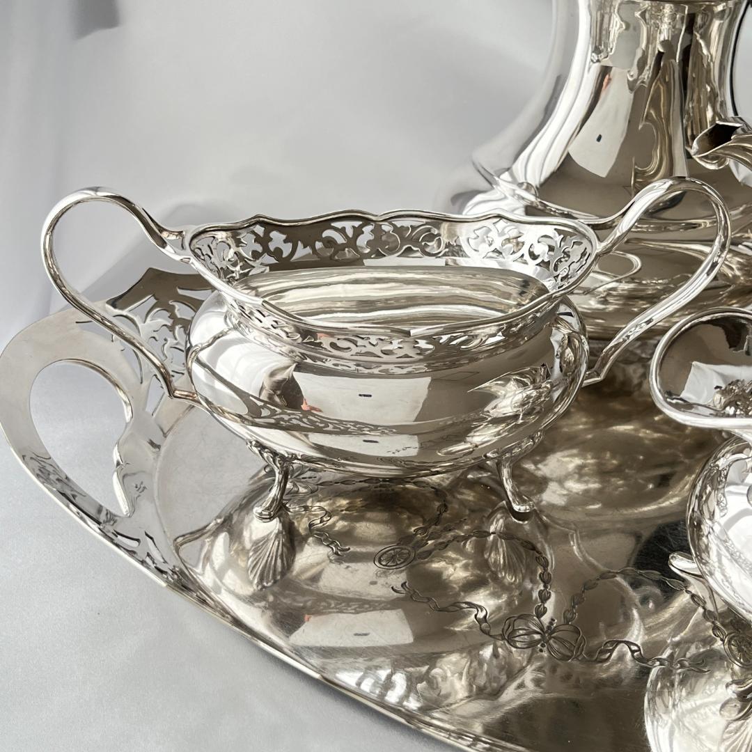 【Watson & Gillott】透かしのティーサービス 5点　トレー