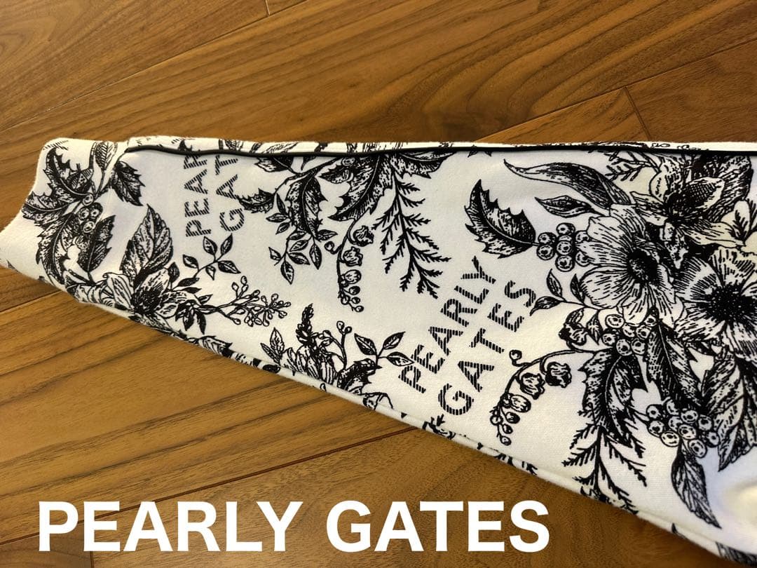 パーリーゲイツ　花柄ジップパーカー　フーディ　サイズ１　ホワイト　レディース