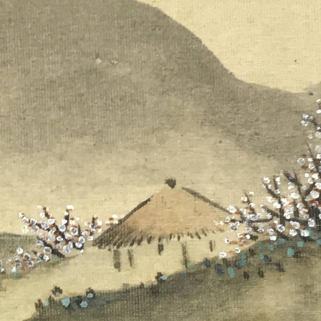 作者不詳/春景山水図/山水図/横物/掛軸/名家伝来/AD-201