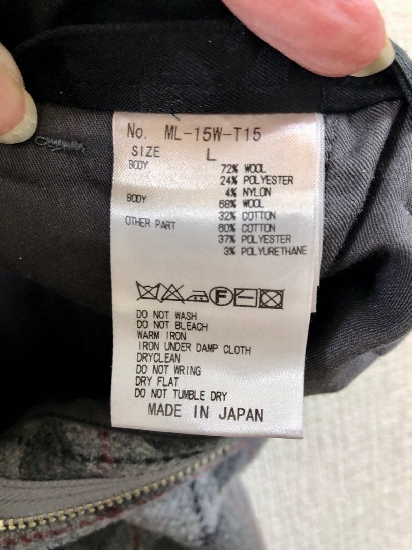 『MARK&LONA』マークアンドロナ パンツ　千鳥格子柄　グレーチェック　L