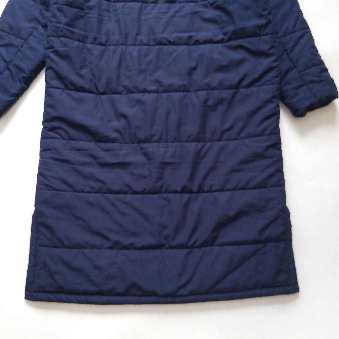 美品 ニューバランス フード ロゴ ロング ベンチコート ジャケット ネイビーM