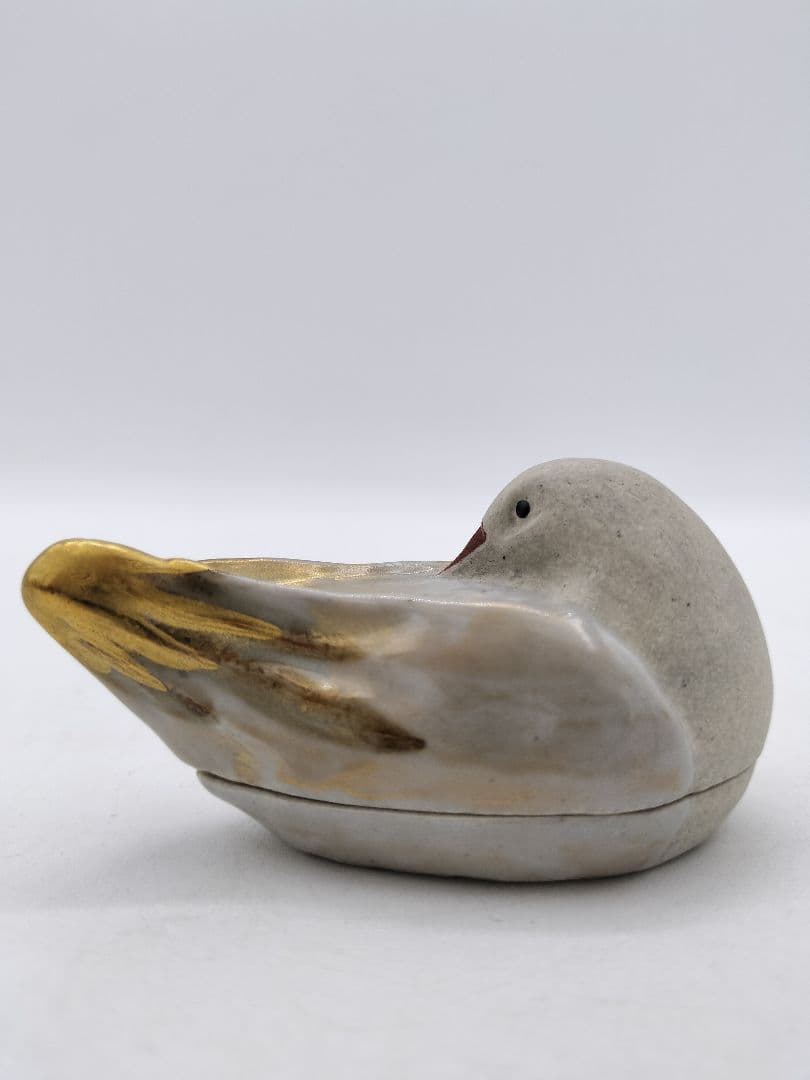 c637 香合 善所焼 都鳥 淡海陽炎園 木箱 茶道具 古物