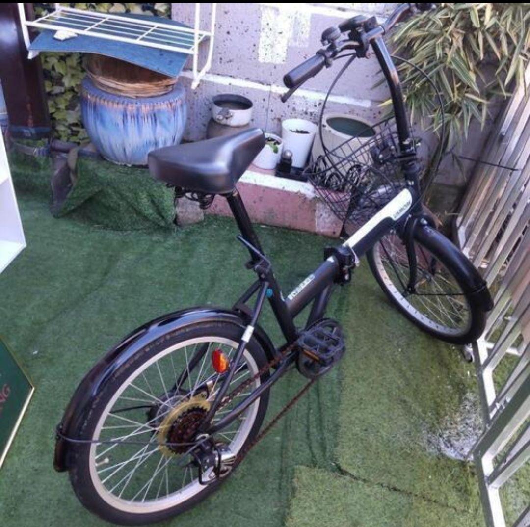 [直接引取限定]シマノ20インチ折りたたみ自転車 前バスケット付き　変速6段ギア