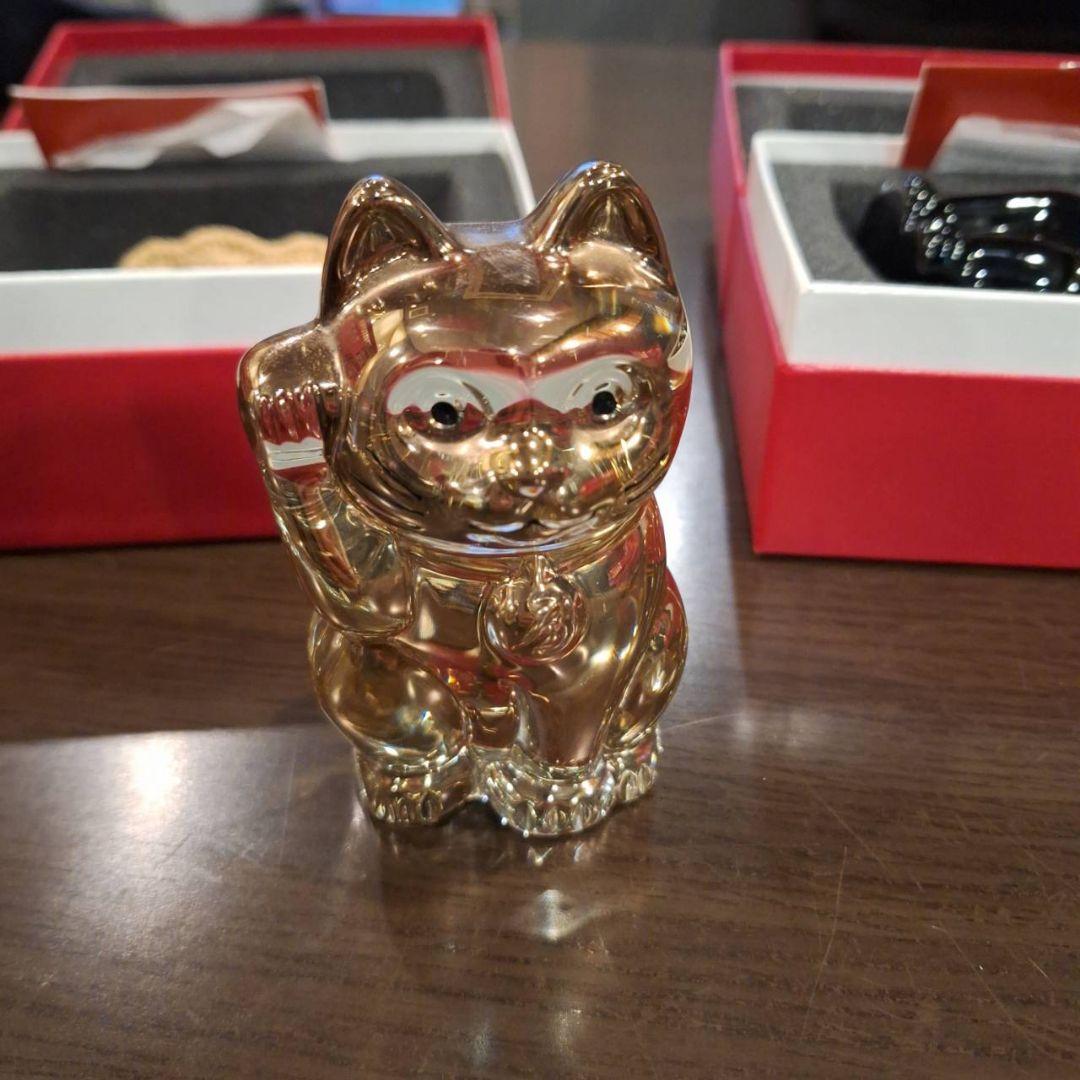 Baccarat 招き猫 セットとクリスタルロゴプレート(非売品)の計3点セット