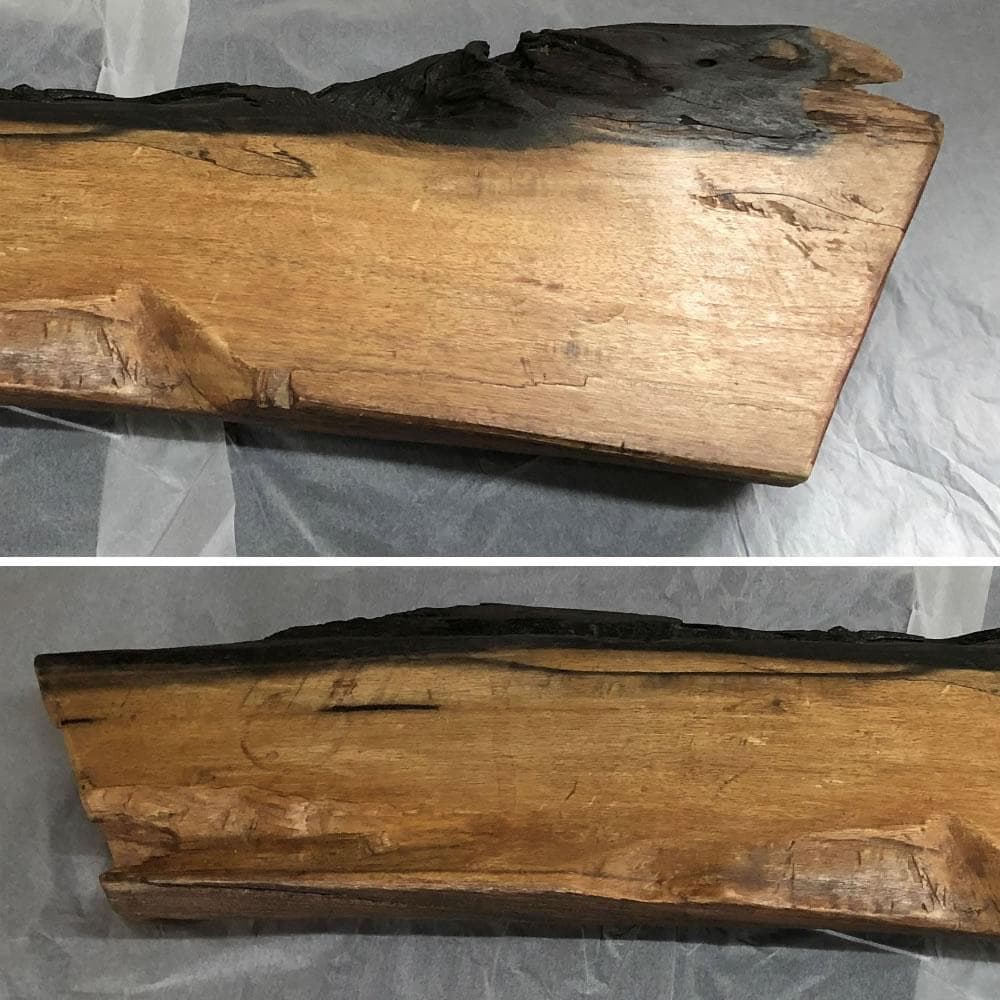c954 黒柿 古材 板 長さ90cm 厚み8cm クロガキ 敷板 花台 盆栽台