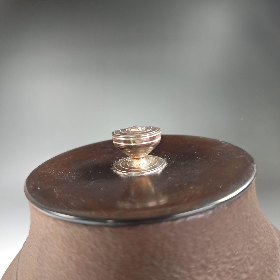 イ623 茶釜『釜師　菊地正直』『淡々斎好　唐松地紋　鶴首釜　銀独楽摘み　共箱』