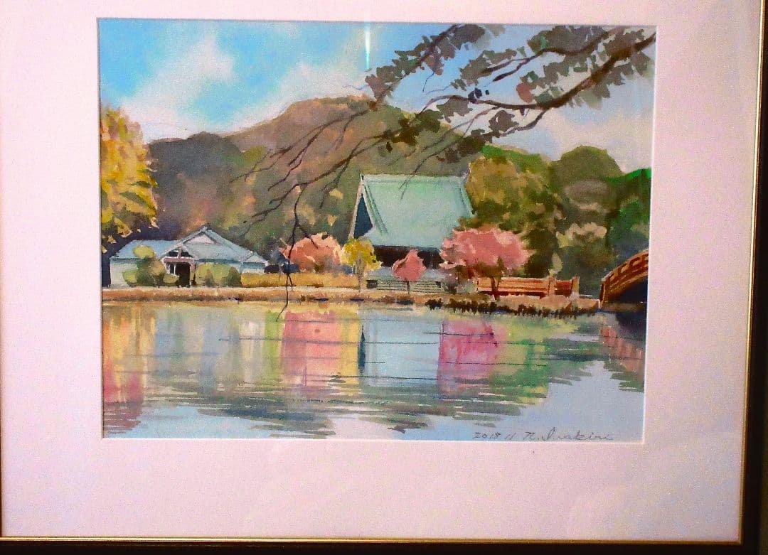 風景 水彩画 2014年額装済み原画