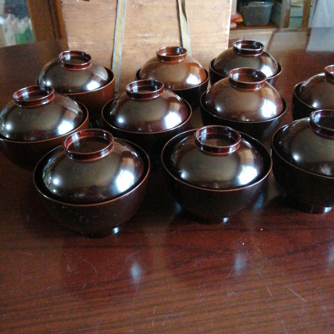 京都蒔絵　長野横笛　金蒔絵紅葉紋吸物椀　10客　10.3cm　江戸後期