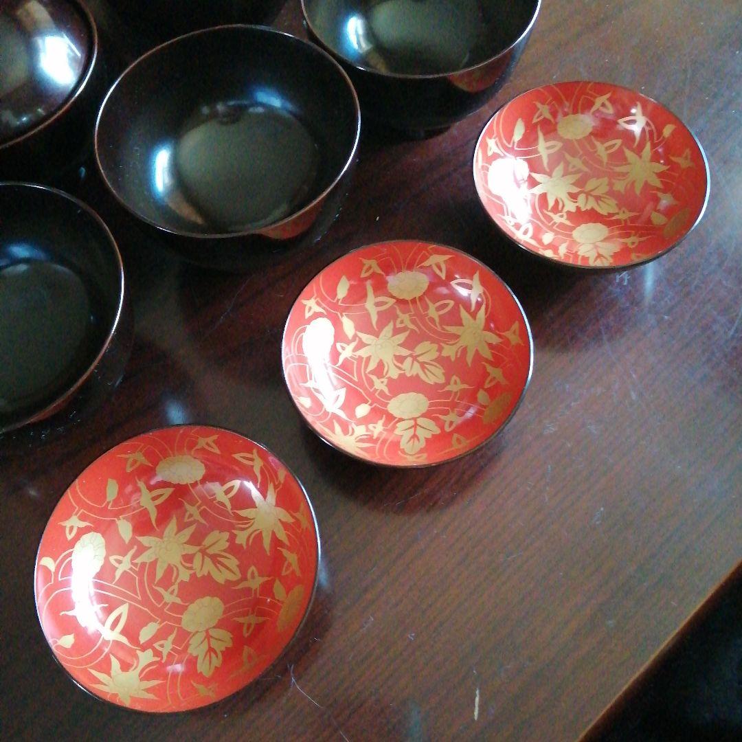 京都蒔絵　長野横笛　金蒔絵紅葉紋吸物椀　10客　10.3cm　江戸後期