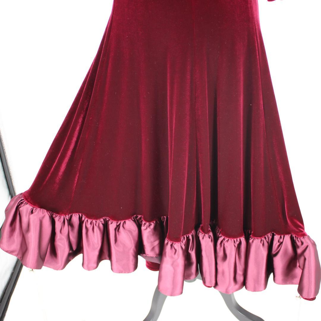 【フラダンス用衣装 美品 ベロアドレス】メネフネ ワインレッド ボルドー