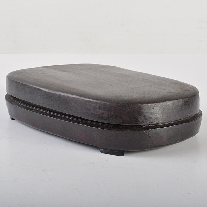 中国　書道具　神獣刻　端渓硯　唐木箱付　V　R7062