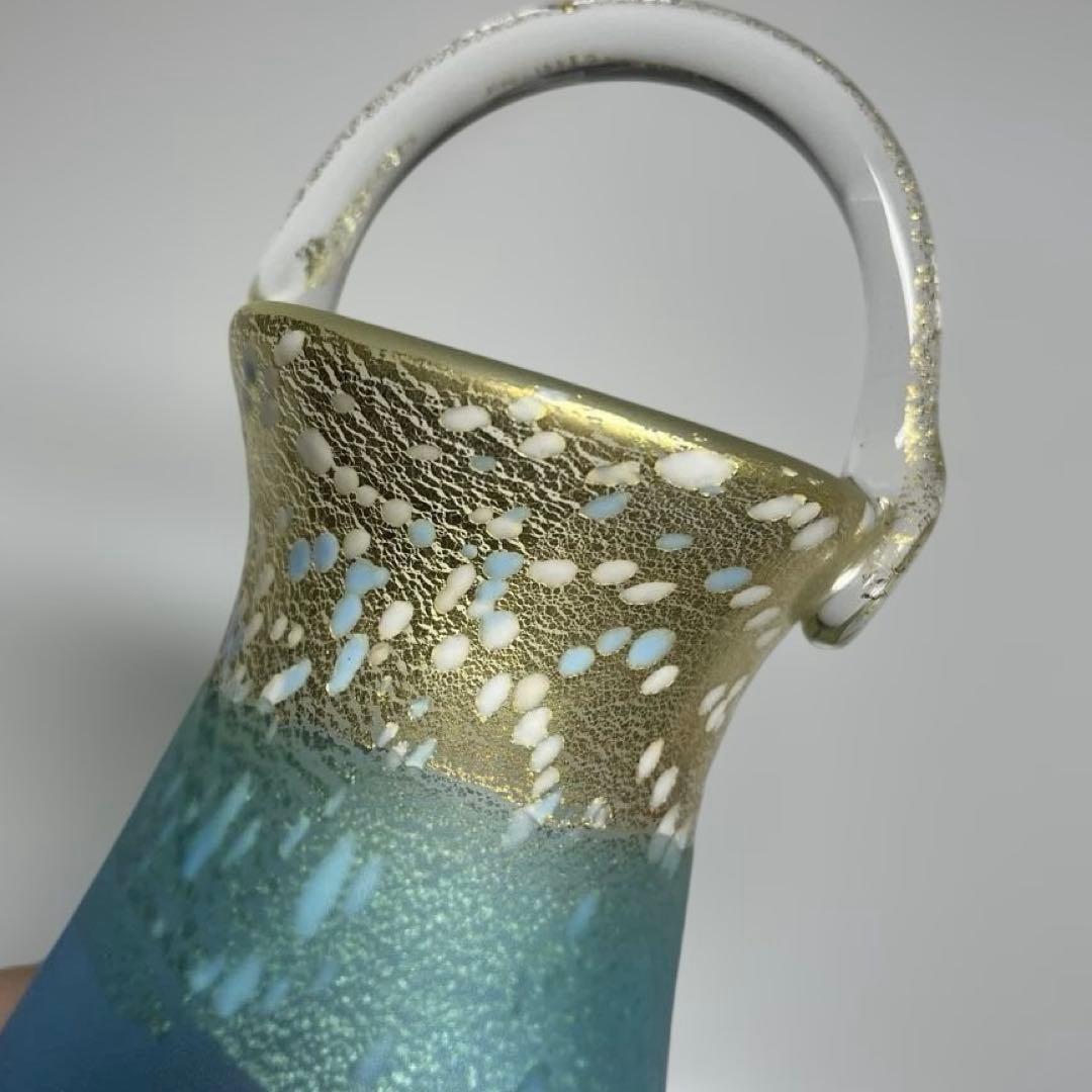 現代ガラス芸術界の巨匠『黒木国昭』作金彩象嵌ガラス花器『光琳金彩手付』