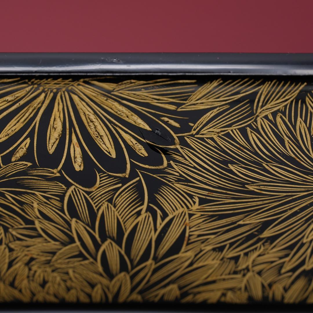 輪島塗風 総沈金菊彫 木製漆塗 大型重箱 内朱 アンティーク 重箱 おせち用