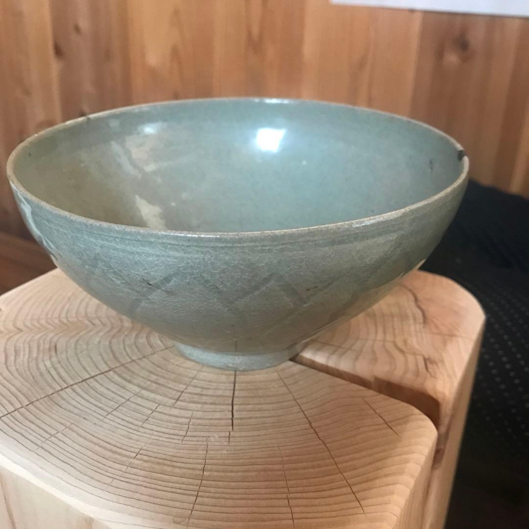 高麗青磁茶碗　蓮弁紋　李朝　高麗　茶道具