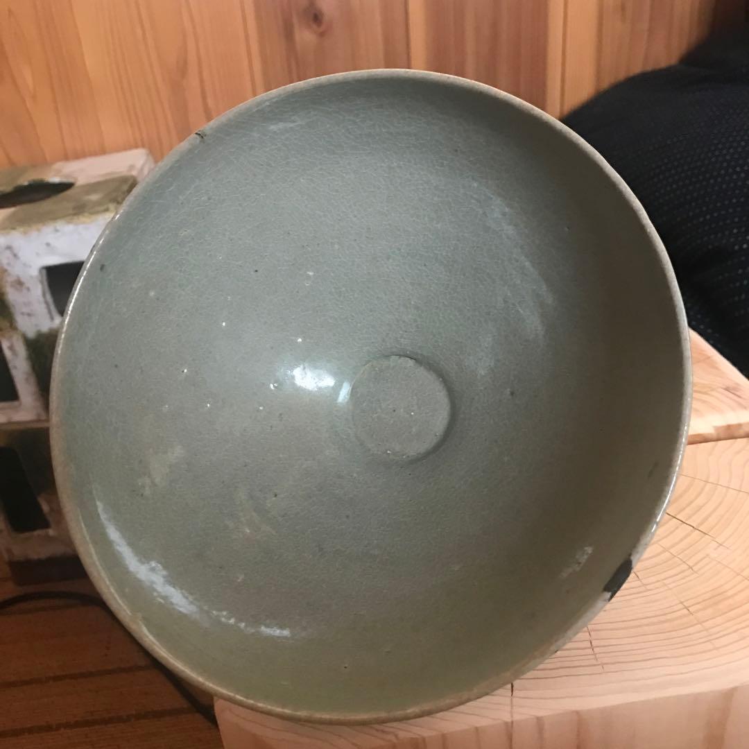 高麗青磁茶碗　蓮弁紋　李朝　高麗　茶道具