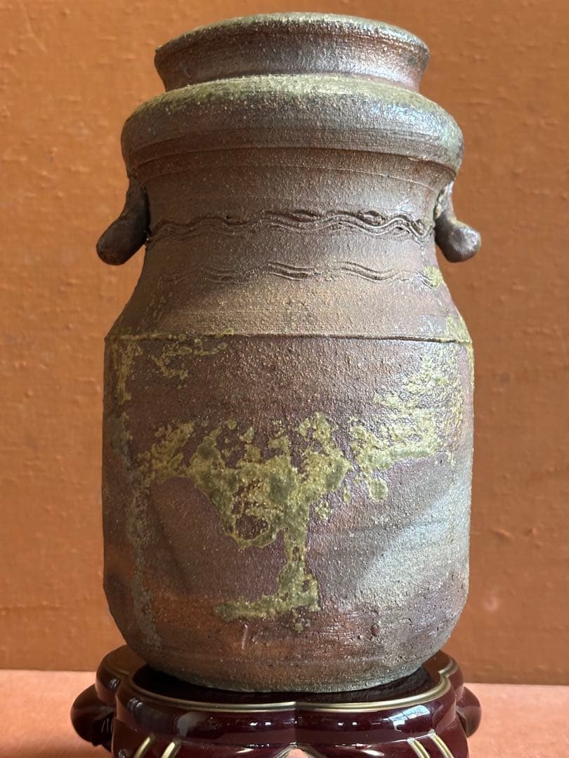 幻の窯　泥走舎(走泥舎)田土灰釉捻三筋彫文筒瓶八木一夫鈴木治　検オブジェ