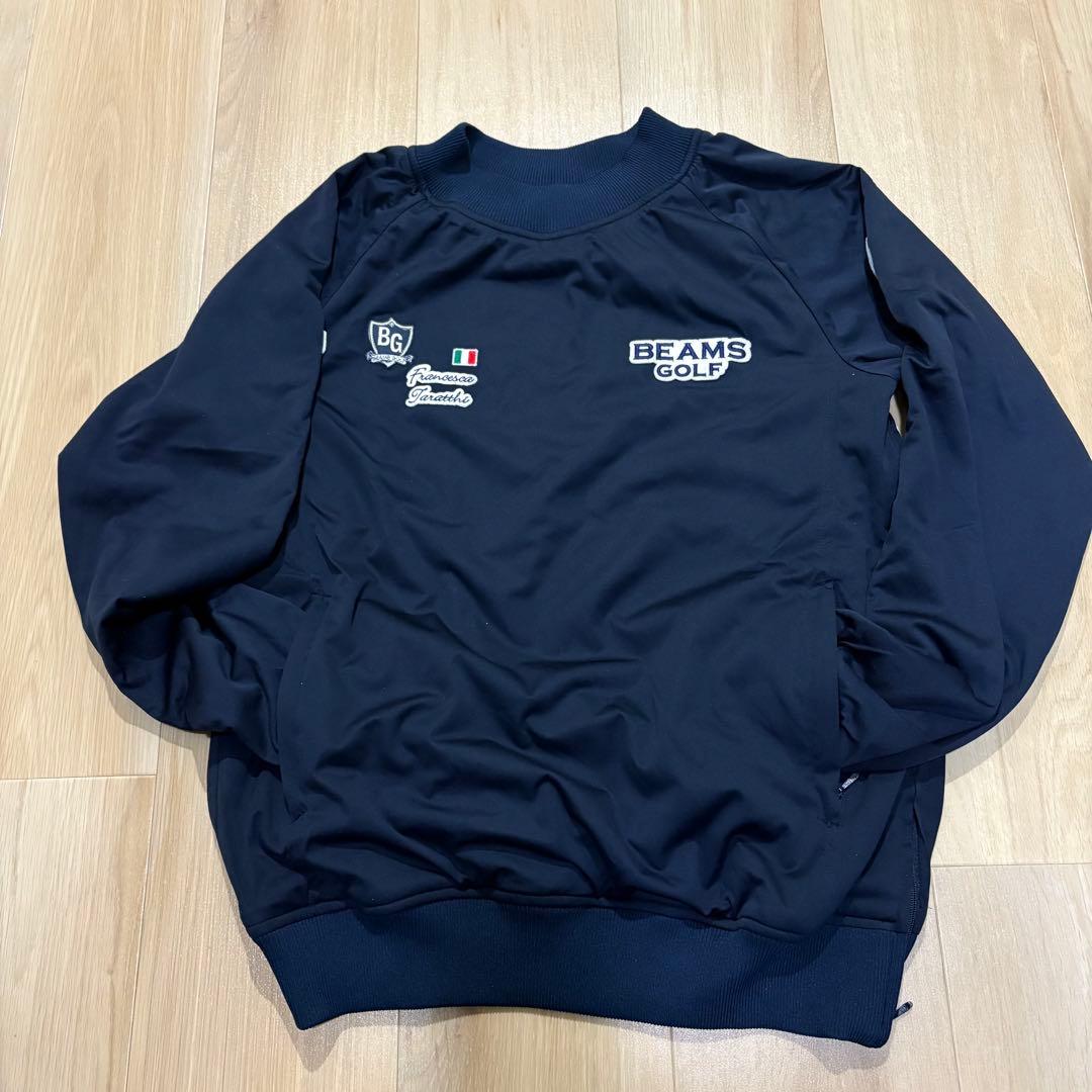 美品【ビームスゴルフ】タラッティ プラクティス プルオーバー ネイビー M 防風