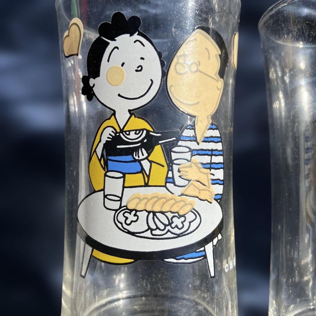 (482)サザエさんキャラクターイラスト付きガラスグラス6個セット