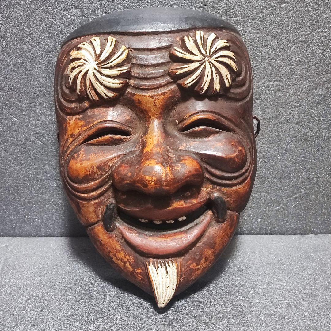 翁　お面　壁掛　陶器　能面　アンティーク骨董品　美品