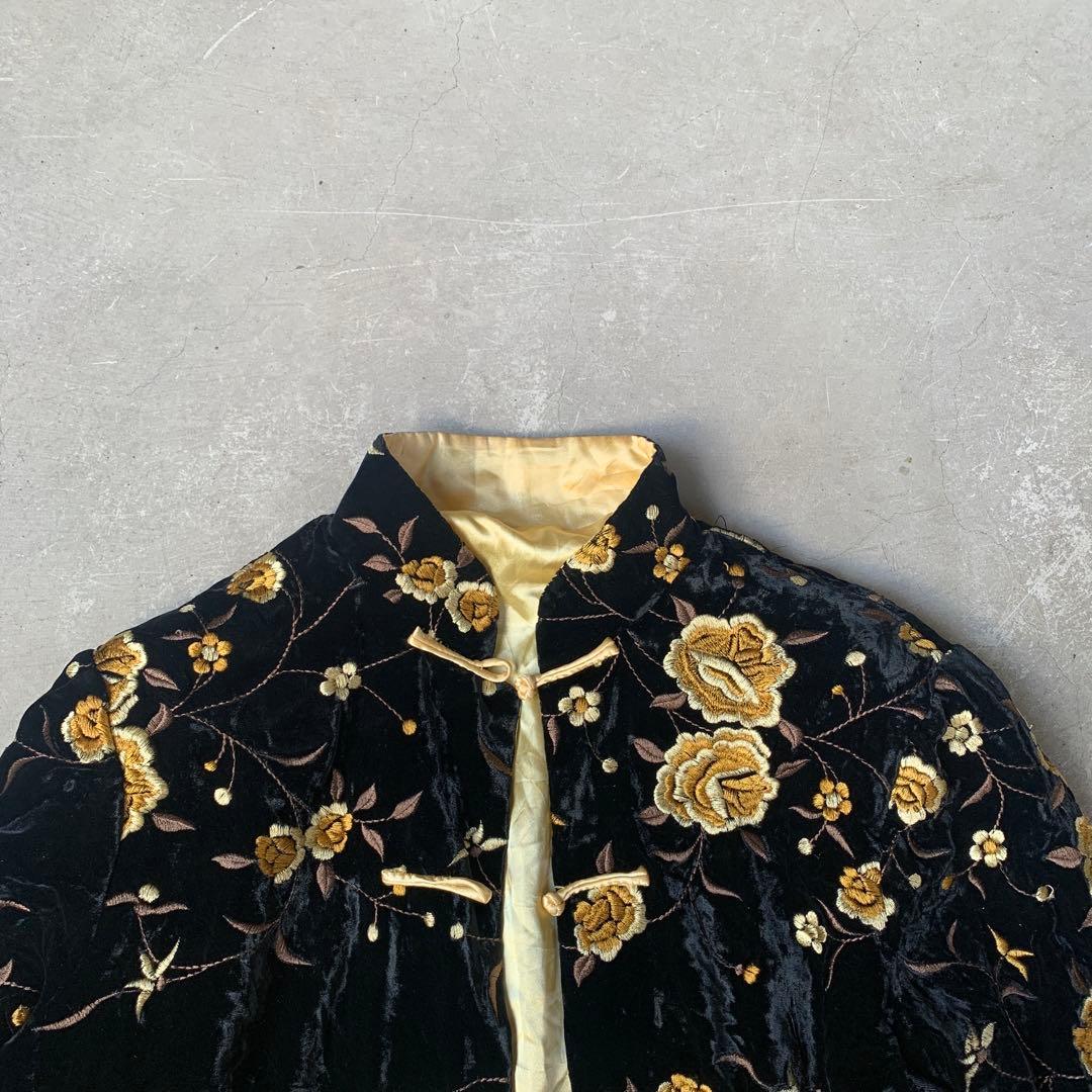 special vintage ベロア　刺繍　チャイナジャケット
