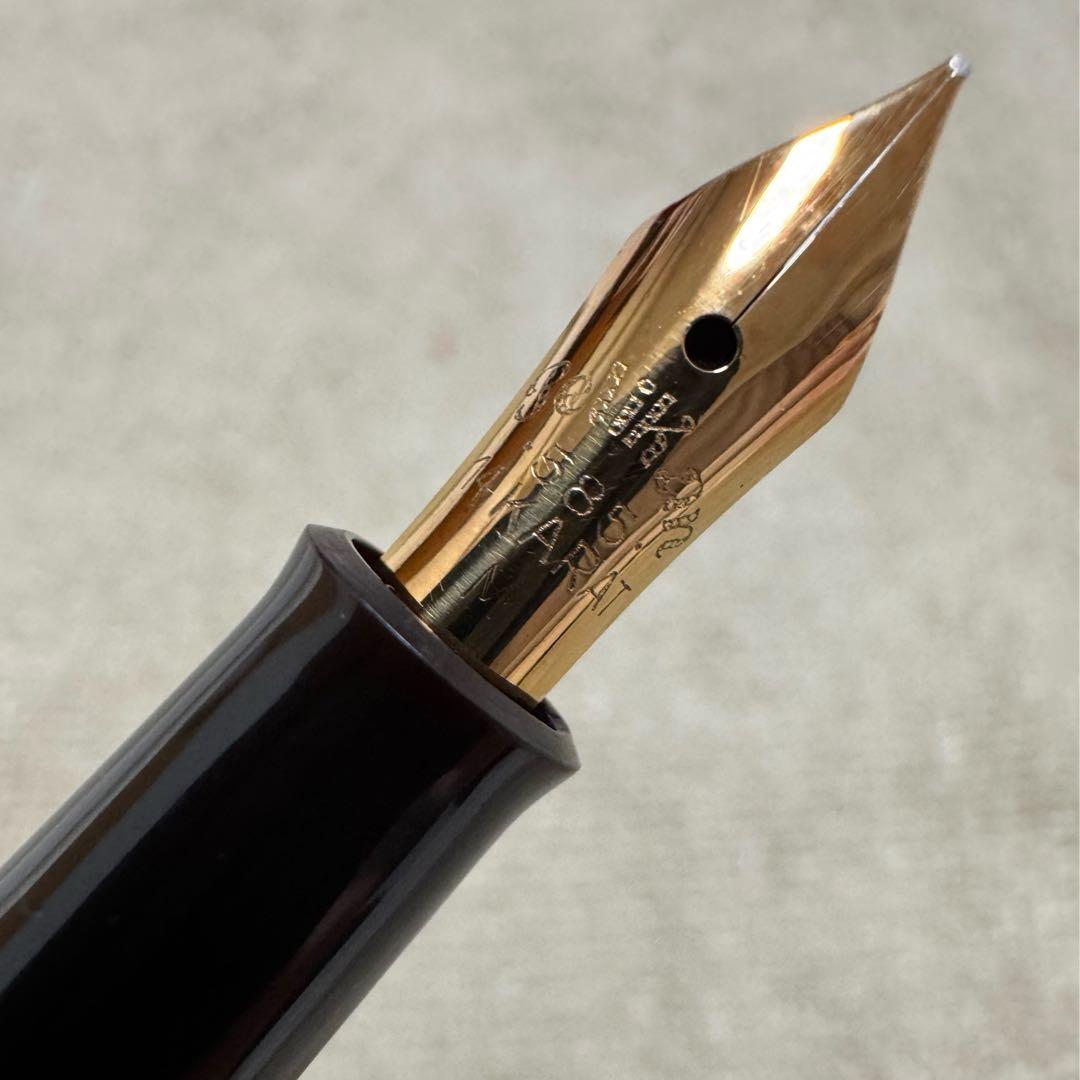 【美品】ペリカン万年筆　#400 茶縞　14K -585 M