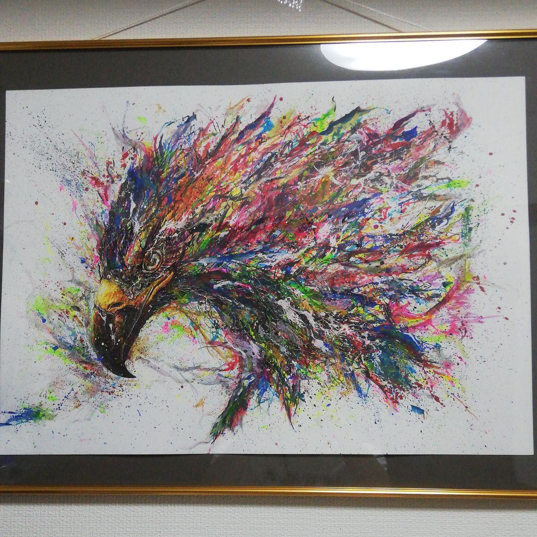 鷹の絵　絵の具　絵画