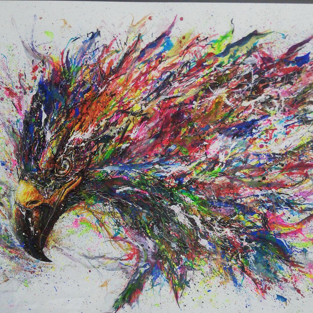 鷹の絵　絵の具　絵画
