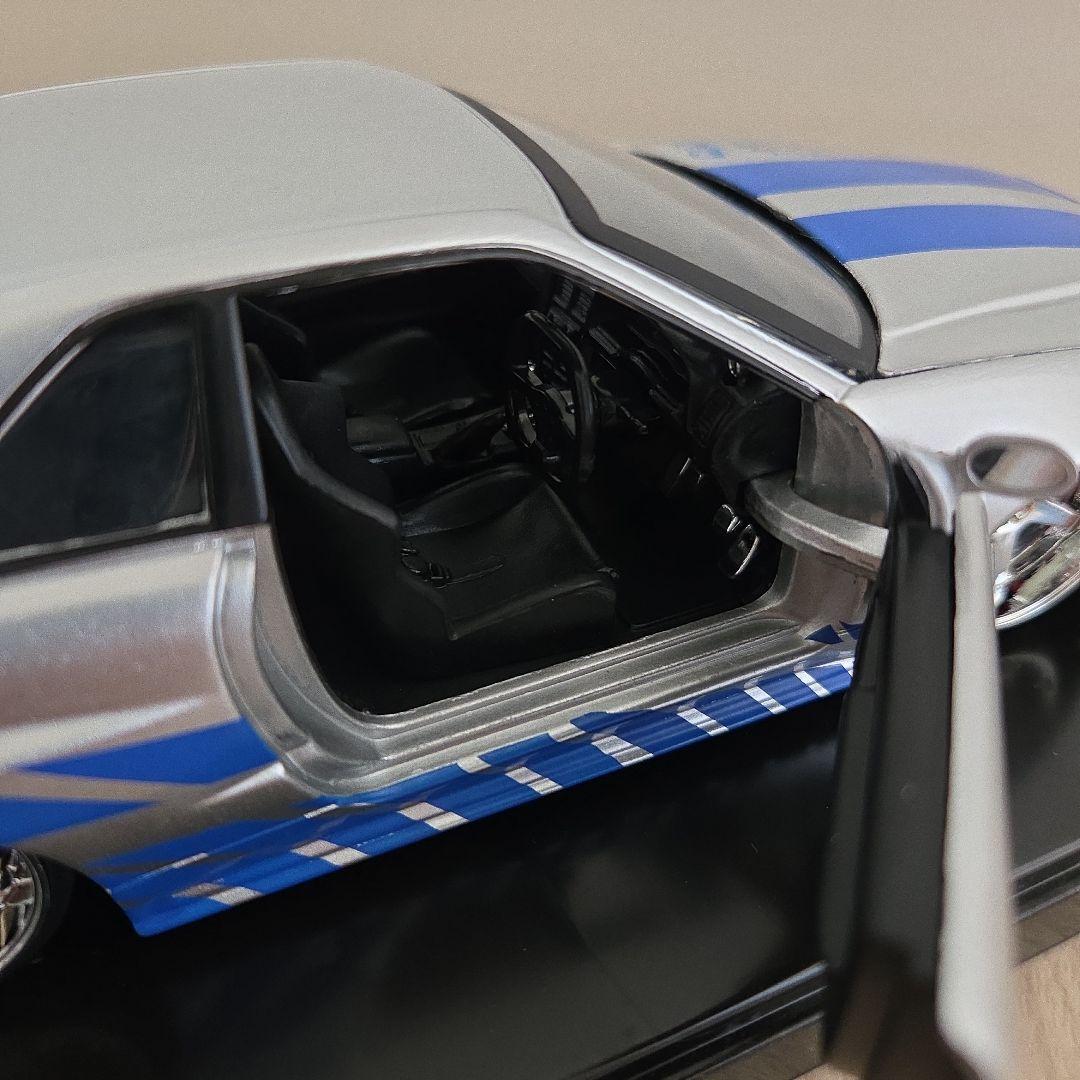 スカイライン GT-R34 ミニカー シルバー/ブルー