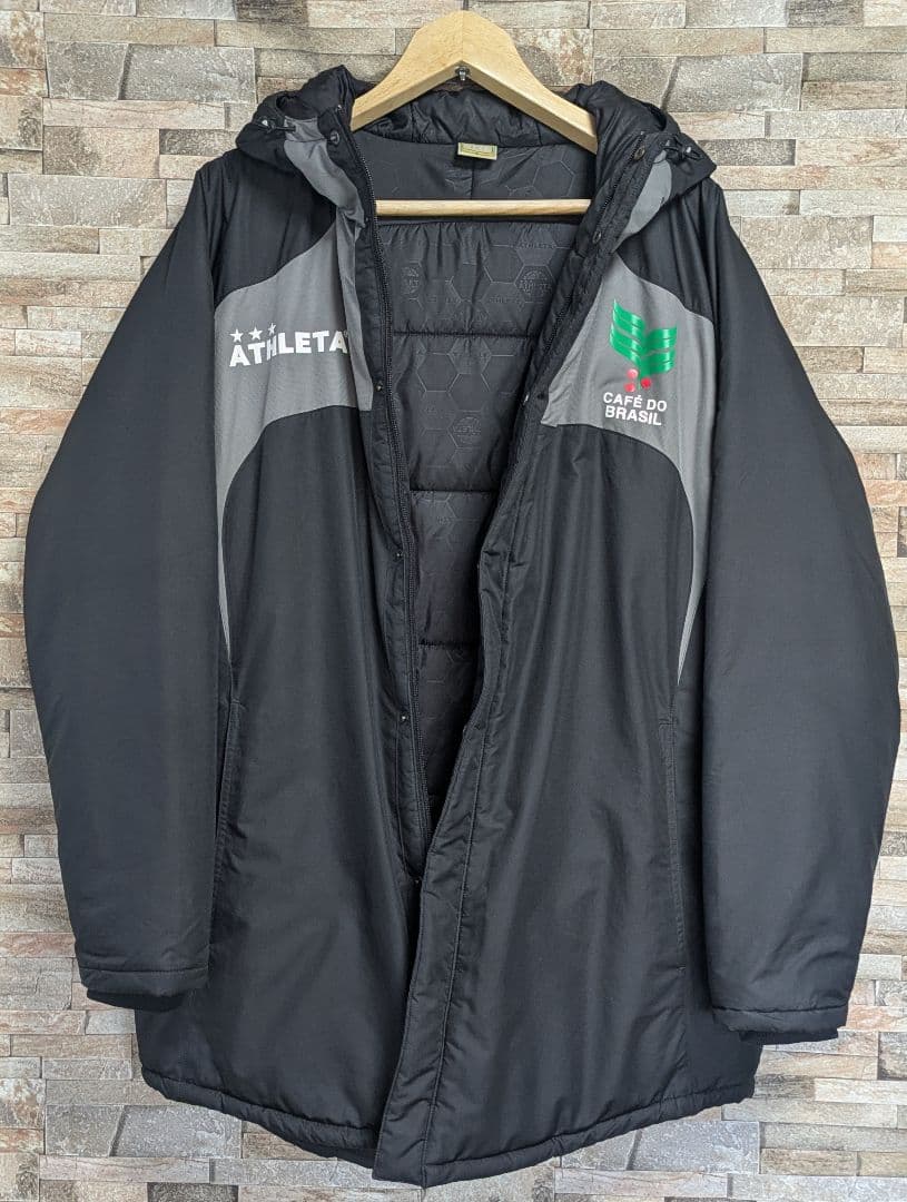 美品 希少モデル アスレタ 中綿ベンチコート ハーフ丈 ブラック系 Lサイズ