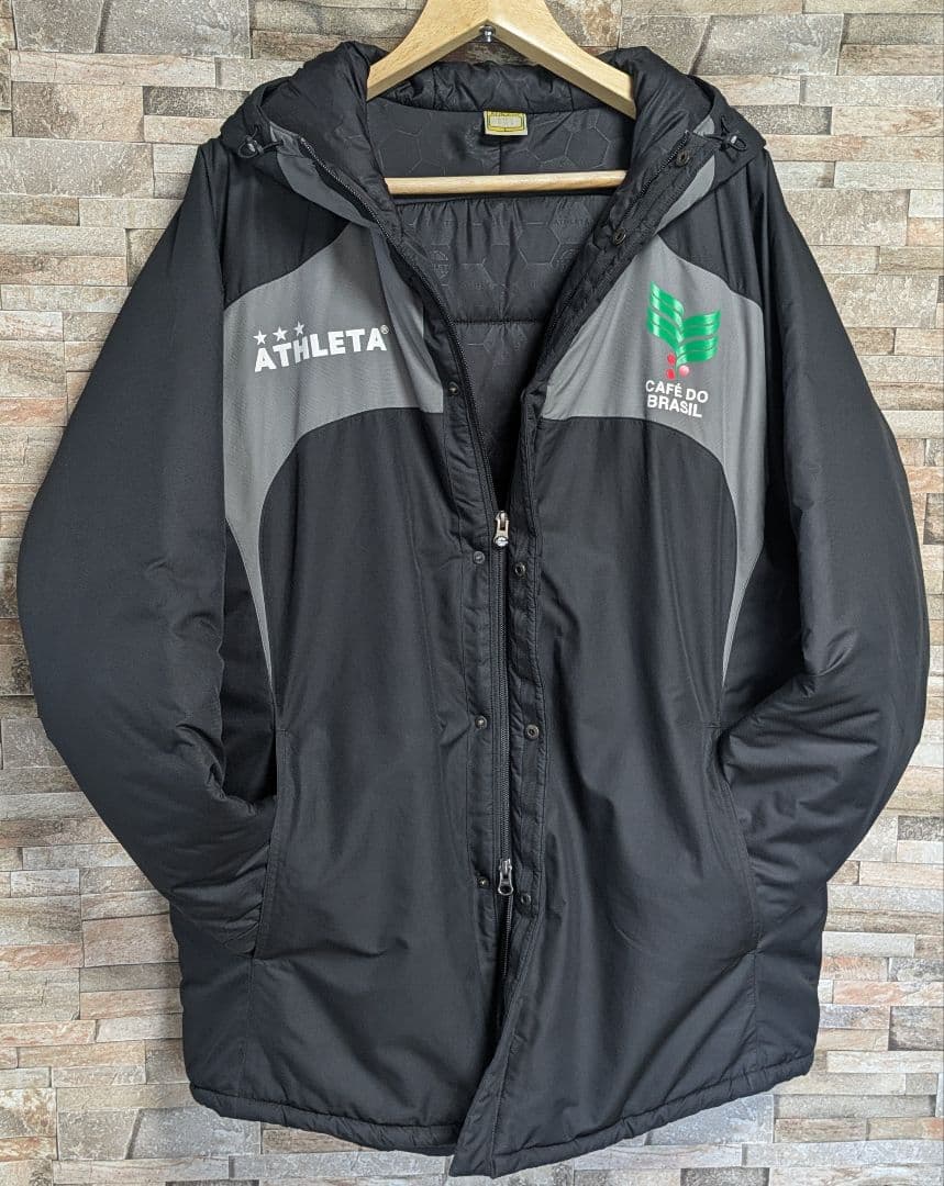 美品 希少モデル アスレタ 中綿ベンチコート ハーフ丈 ブラック系 Lサイズ