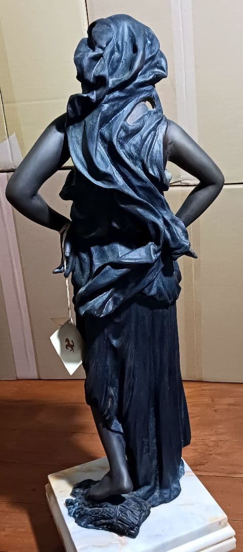 A.de.Luca 手彫り女神像 ブロンズ彫刻 大理石台座 アンティーク