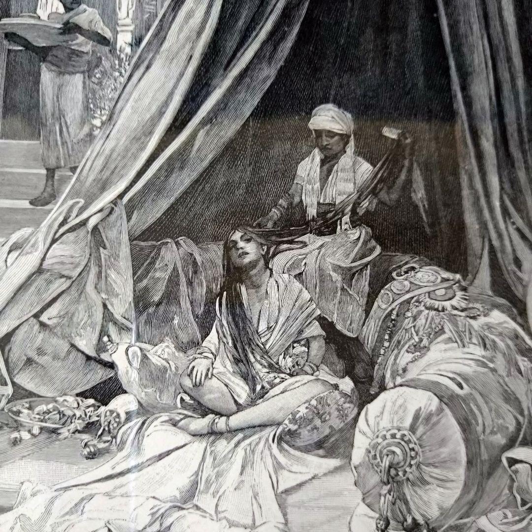 ＊アルフォンス・ミュシャ額装＊「白い象の伝説」初版挿絵リトグラフ④