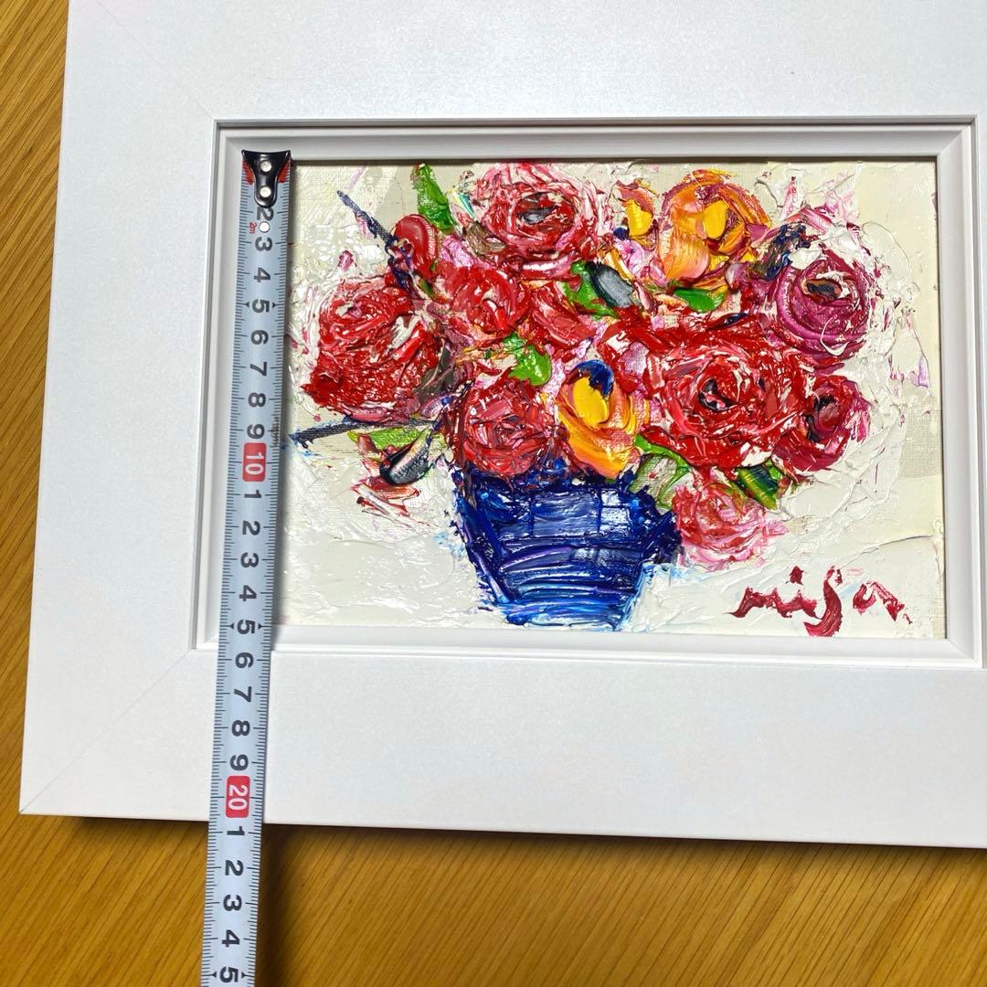 題名【　バラ　　】◾️油彩画　SMサイズ◾️兼田美佐子　原画　本物