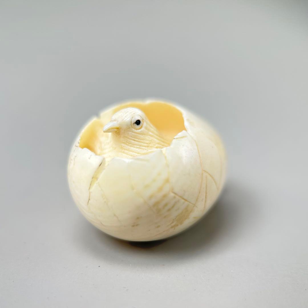 鳥付き彫刻極上根付天然素材アンティーク骨董飾り物古美術置物細密細工