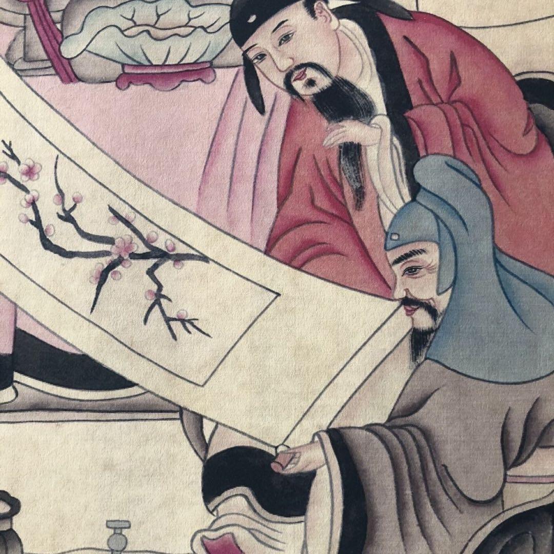 趙孟頫 賞梅図 掛け軸 三尺中堂 人物画 表装済 サイズ：174×77cm