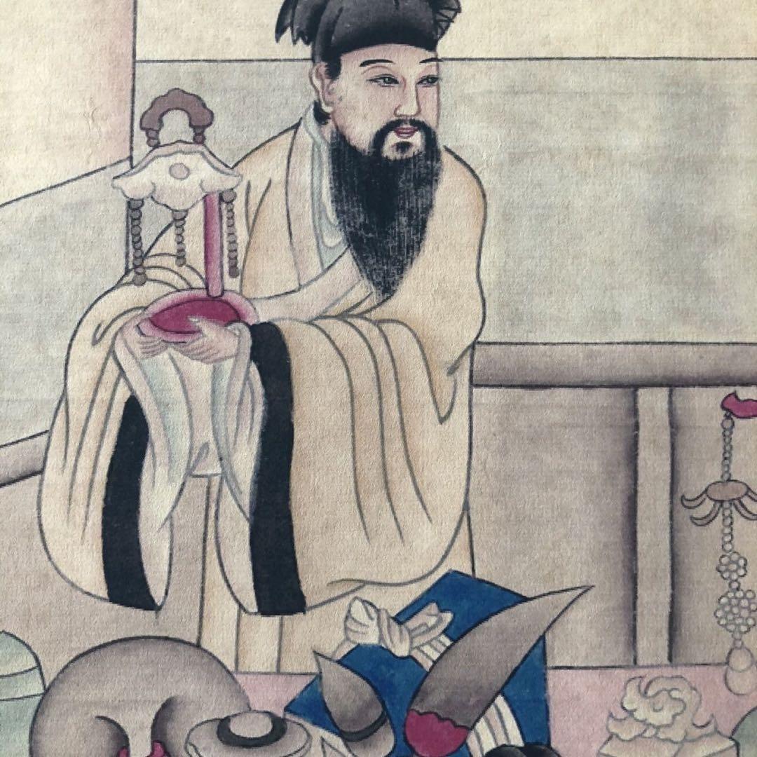 趙孟頫 賞梅図 掛け軸 三尺中堂 人物画 表装済 サイズ：174×77cm