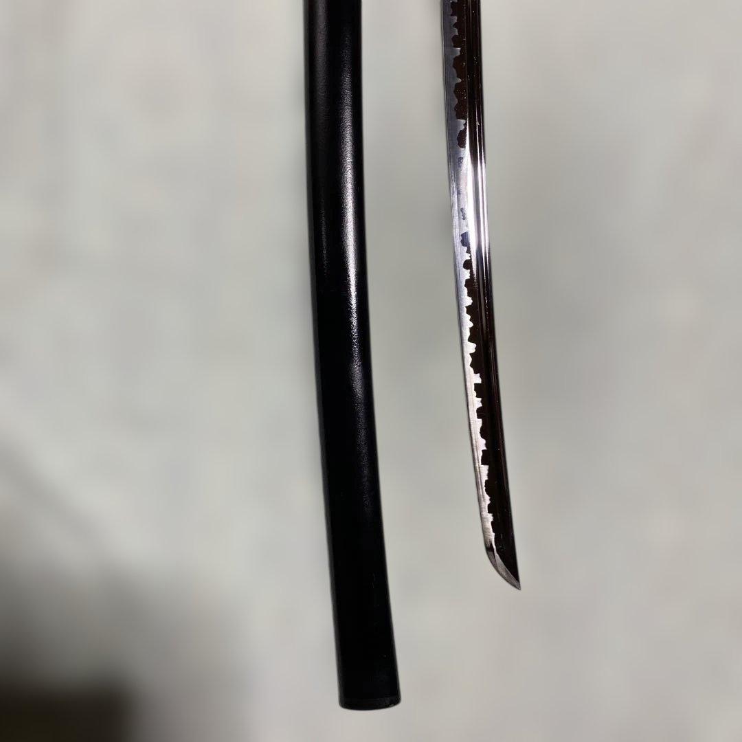 模造刀(居合刀)下緒無し 茶柄 鶴と波絵角丸鍔