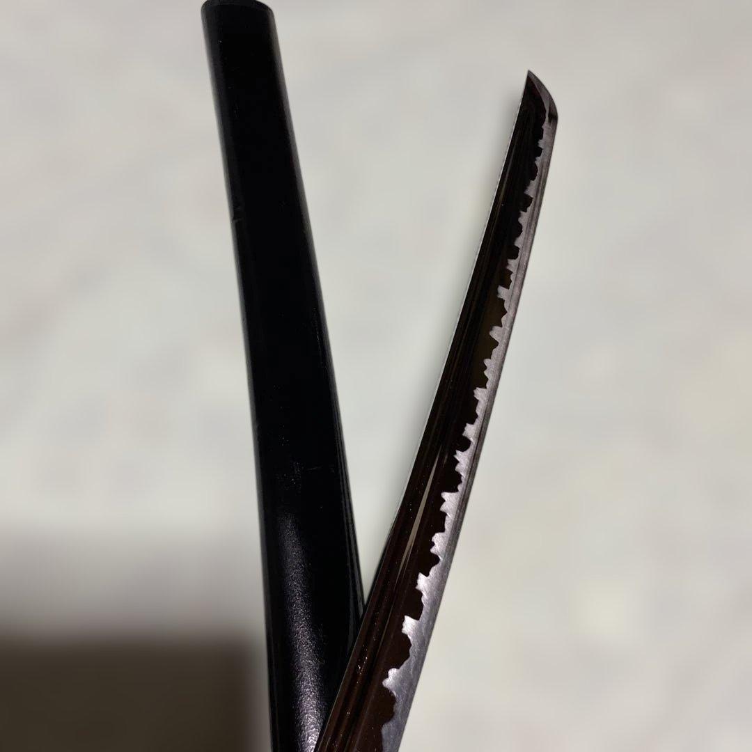 模造刀(居合刀)下緒無し 茶柄 鶴と波絵角丸鍔