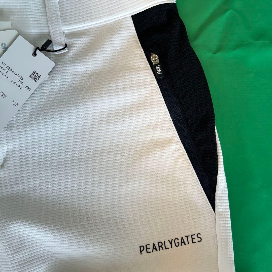 PEARLY GATES ブロッククロス　ノータックパンツ ホワイト　サイズ4