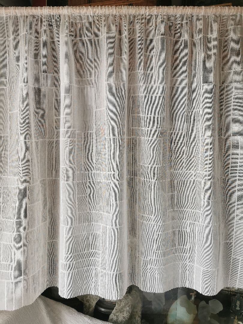 アンティーク ノッティンガムマドラスレース カーテンパネル 四角❐長方形モチーフ