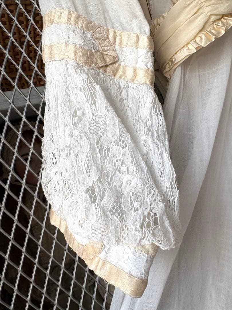 フランスアンティーク　ティードレス　デイドレス　ヴィクトリアン　エドワーディアン