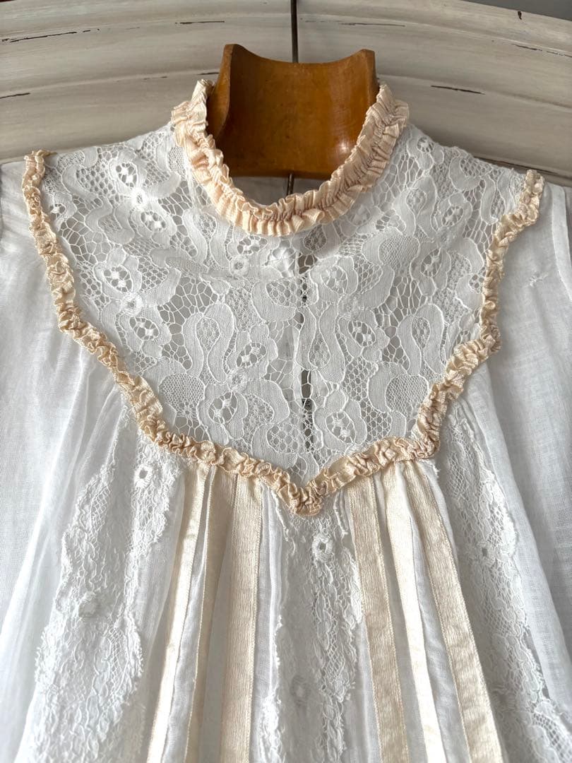 フランスアンティーク　ティードレス　デイドレス　ヴィクトリアン　エドワーディアン