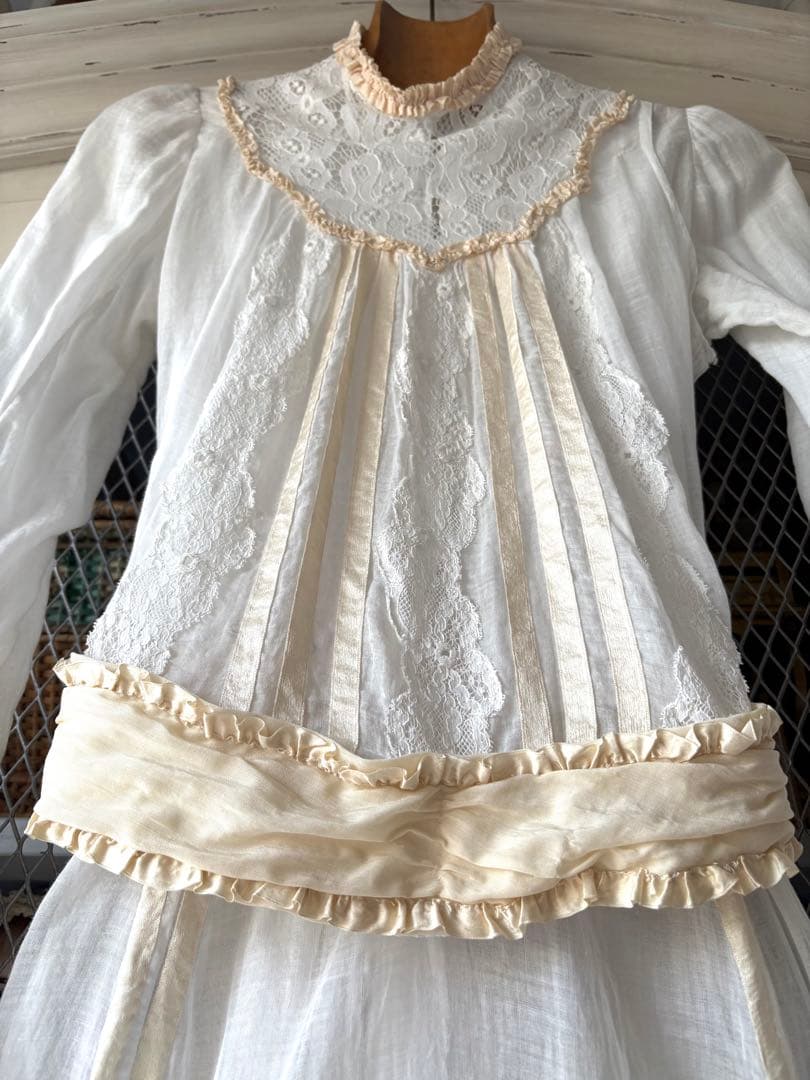 フランスアンティーク　ティードレス　デイドレス　ヴィクトリアン　エドワーディアン