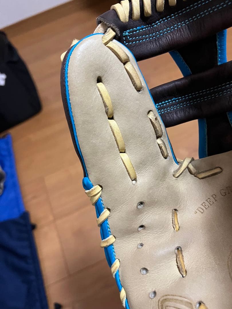 特注 軟式野球グローブ 黒/青/ベージュ