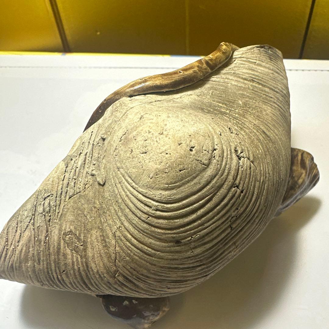 二六焼，楽山焼，水月焼，古董，インテリア，カニと葉の浮彫り陶器皿