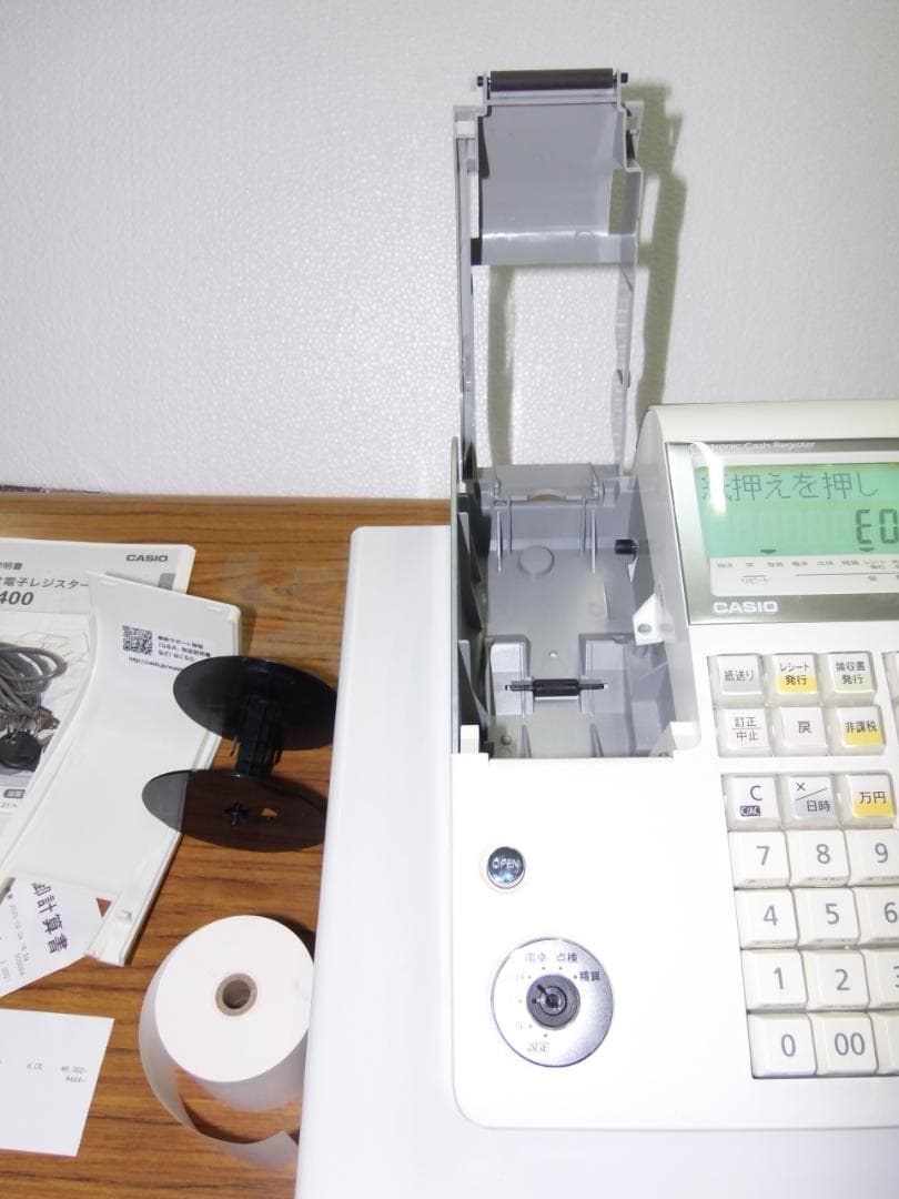 ケーブル付28店名領収書設定無料カシオTE-400インボイスレジスターSDカード