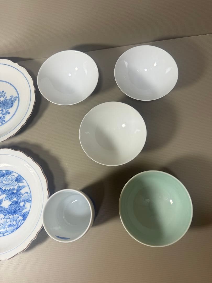 2082 深川製磁　まとめ売り　皿2客　碗4客　湯呑1客