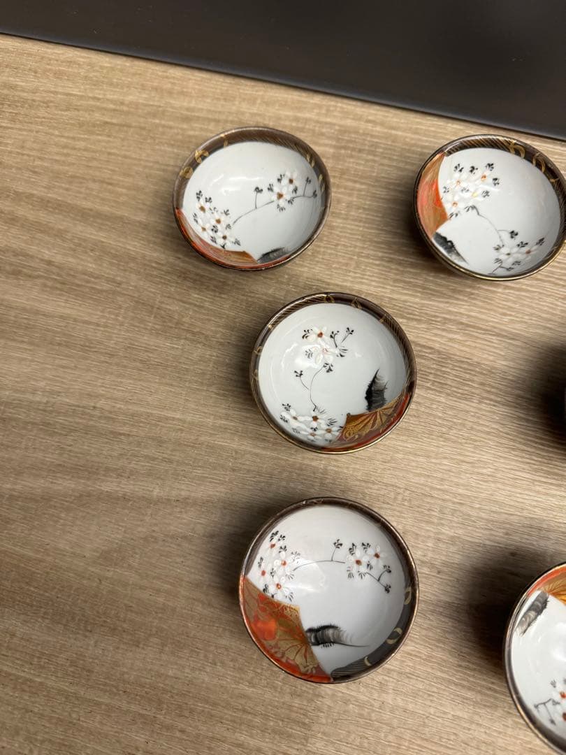 1533  九谷焼　猪口　7客　時代物