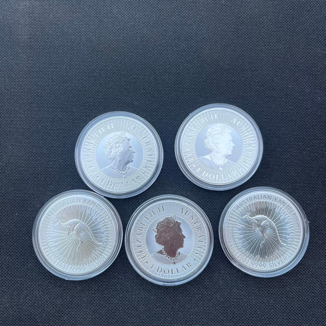2021オーストラリアカンガルー 銀貨1オンスクリアーケース 銀貨 5枚セット