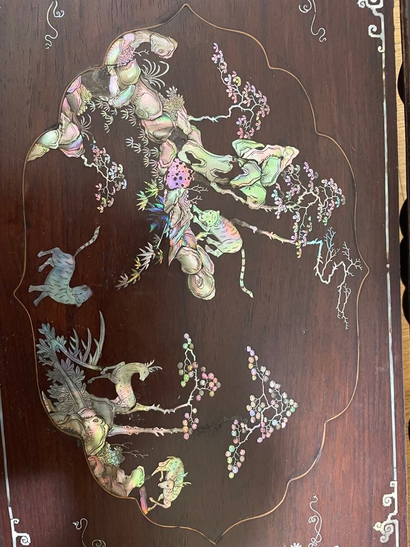 唐物　中国美術　時代　螺鈿象嵌　細工象嵌　螺鈿テーブル　華道具　香道具　古美術